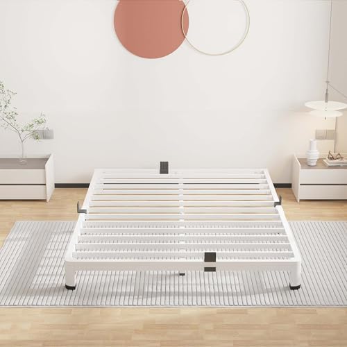 4 Inch White Full Bed Frame Low Profile - Image 6