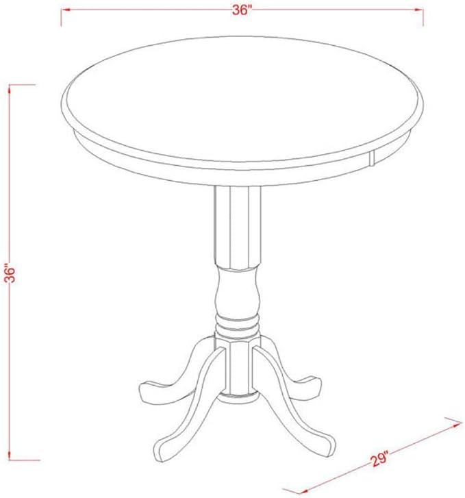 East West Furniture JACF3-OAK-W 3 Piece Counter Height Dining Set for Small Spaces Contains a Round Wooden Table with Pedestal and 2 Kitchen Chairs, 36x36 Inch, Oak