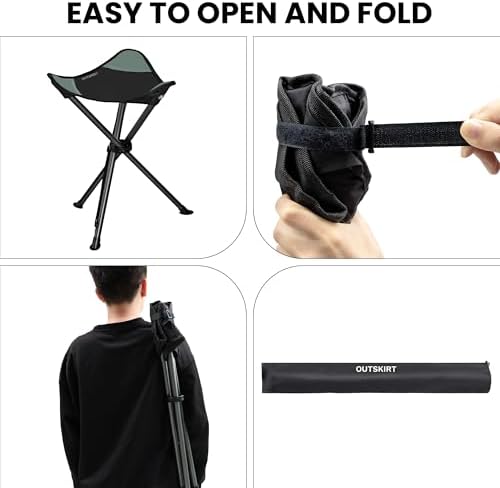OUTSKIRT 22.4" Portable 2 Pack Folding Tripod Stools - Image 5