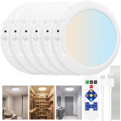 Rechargeable Motion Sensor Ceiling Light, Wireless LED Battery Operated Ceiling by Unknown