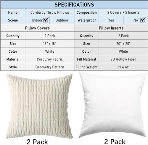 2 Pack Corduroy Decorative Throw Pillow - Image 2