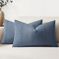 MIULEE Lumbar Striped Throw Pillow Covers 12x20 Blue 2 Pack by MIULEE