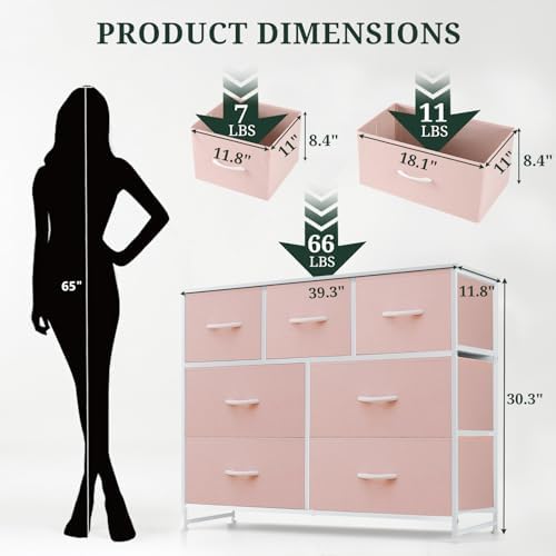 7-Drawer Dresser for Bedroom, Anti-Tip Wide Storage Organizer Fabric - Image 3