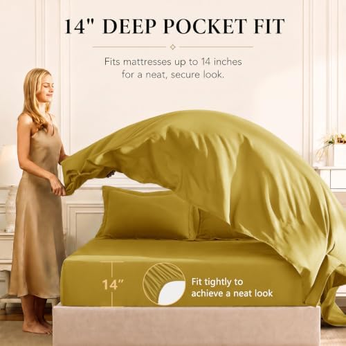 CozyLux King Comforter Set 102"x90" Mustard Yellow - Image 5