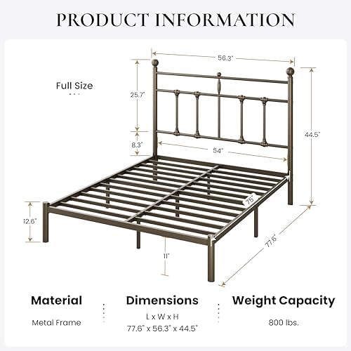SHA CERLIN Full Size Metal Platform Bed Frame - Image 2
