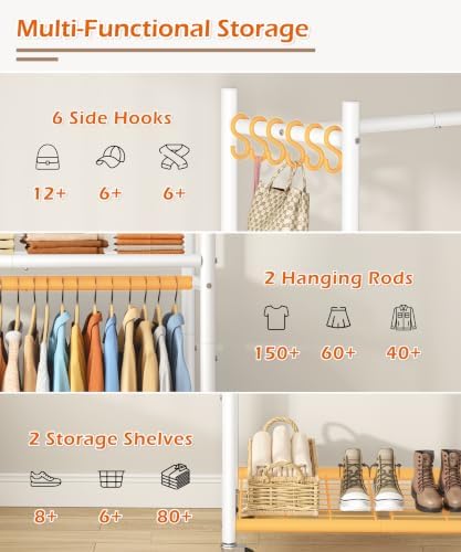 HOMIDEC Clothes Rack, 79.7" Double-Tier Clothing Rack - Image 7