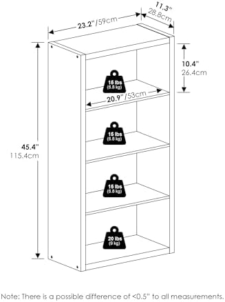 Furinno Viola Book Shelf, 4-Tier Bookshelf, Extra Thick Frame Bookcase - Image 3