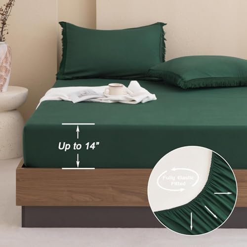 Andency Oversized King Comforter Set, 7 Pieces Emerald Green Bedding - Image 5