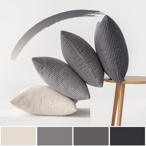 MIULEE Soft Corduroy Decorative Throw Pillow Covers Neutral Grey 20x20 - Image 5