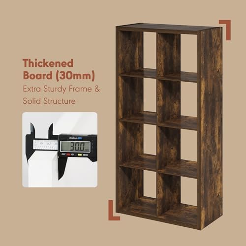 Furinno Cubicle Record Player Stand, 8-Cube Record Storage, Amber Pine - Image 5