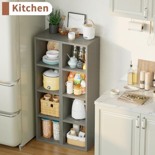 Zenira 4-Tier Bookcase, 4 Cube Storage Organizer, Narrow Bookcase - Image 2