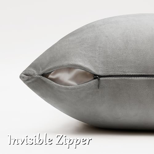 GIGIZAZA Silver Grey Velvet Throw Pillow Covers 24x24 Pack of 2 - Image 3