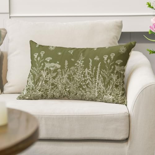 AVOIN colorlife Wildflowers Spring Moss Green Throw Pillow Cover 12x20 Inch - Image 5