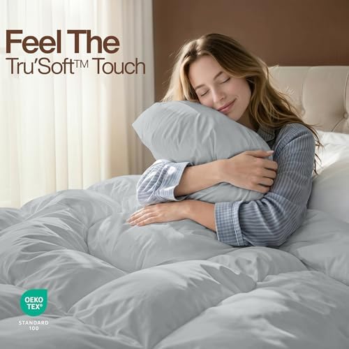 Utopia Bedding Queen Comforter, Duvet Insert, Light Grey, 88 x 88 Inches - Image 4
