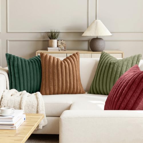 MIULEE Christmas Green Faux Fur Plush Decorative Throw Pillow Covers 18x18 - Image 3