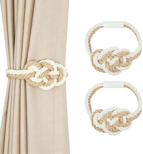 Jute Magnetic Curtain Tiebacks, Decorative Curtain Holdbacks by HedongHexi