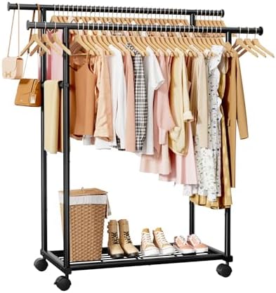 Sakugi Rolling Double Rod Clothes Rack by Sakugi