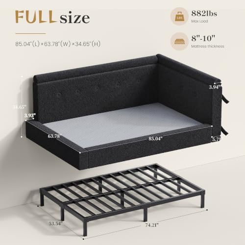EnHomee Full Corner Cloud Bed Frame 360° Cushioned L-Shaped Daybed - Image 2