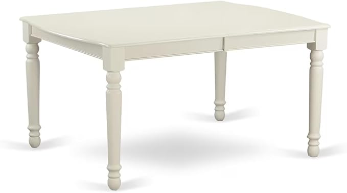 East West Furniture DONO9-LWH-W 9 Piece Dining Table Set Includes a Rectangle Dinner Table with Butterfly Leaf and 8 Dining Room Chairs, 42x78 Inch, Linen White