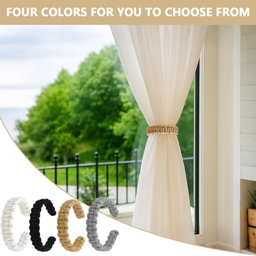 4 Pack Braided Curtain Tieback Elegant Boho Rustic Drapes Holdback - Image 5