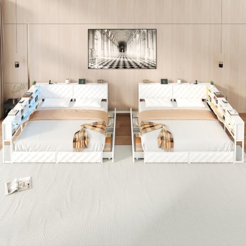 SOFTSEA King Size Corner Bed Frame, PU Upholstered L-Shaped Metal Daybed - Image 7