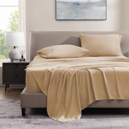 ROSE&RISY Heathered Beige Queen Sheet Set, Breathable and Cooling, Includes 1 by ROSERISY
