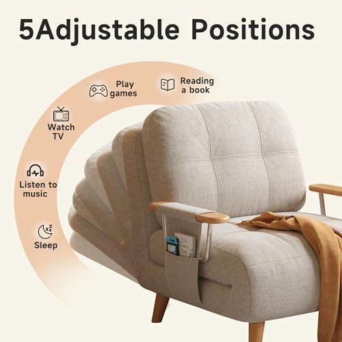 5-in-1 Convertible Sofa Bed, 5-Position Backrest - Image 5