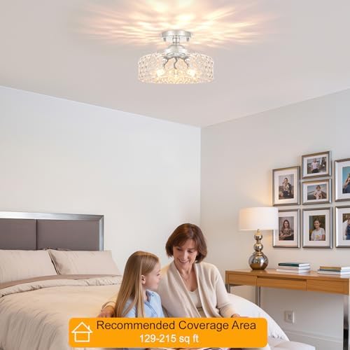 Brushed Nickel Semi Flush Mount Ceiling Light, 3-Light Ceiling Light - Image 2