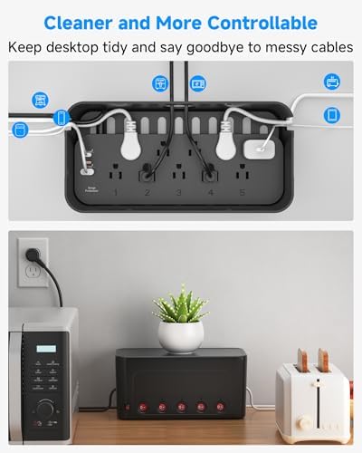 Power Strip with Cable Management Box, Large Cable Organizer Box - Image 3