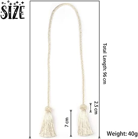 BEL AVENIR 2 Pack Handmade Rope Tassel Curtain Tiebacks - Image 2