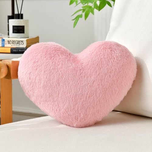 Pink Throw Pillows, Cute Heart Pillow, Decorative Pillows by IREMATE