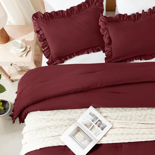 Andency Burgundy Comforter Set Full Size - Image 6