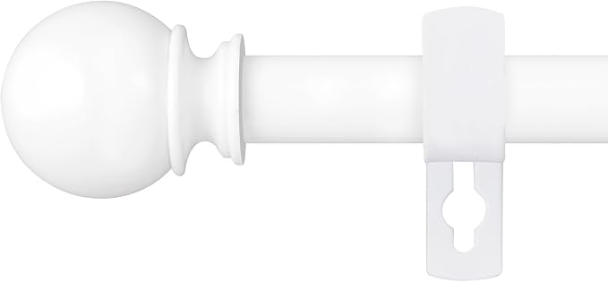White Curtain Rods for Windows 28 to 48 Inch, 5/8" Diameter Heavy Duty Metal by Poskena