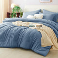CozyLux Full Size Comforter Set Dusty Blue, 7 Pieces Bed in a Bag by CozyLux
