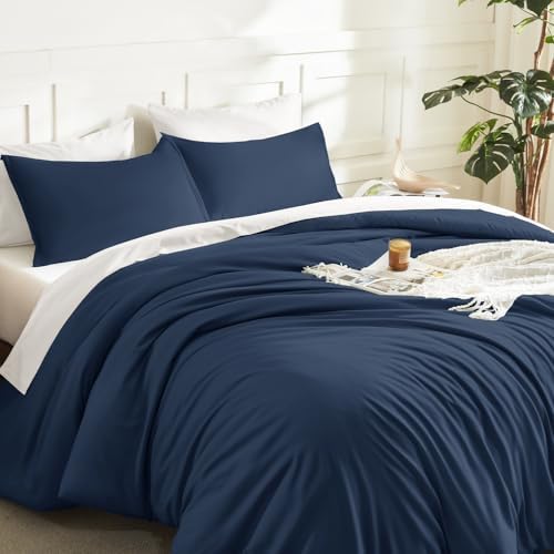 Litanika Navy Blue Queen Comforter Set, 3 Pieces Lightweight Solid Bed Set - Image 5