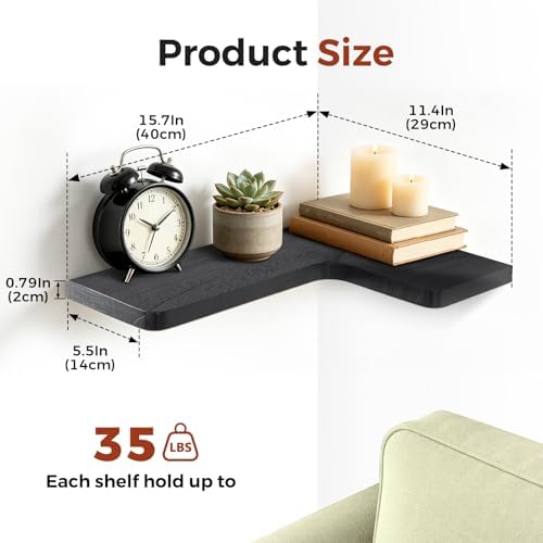 Solid Wood Corner Floating Shelves - Image 2