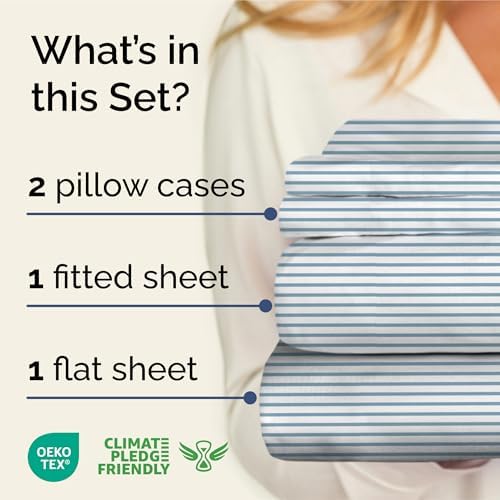 Queen 4 Piece Striped Sheet Set - Image 3