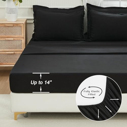 Andency Oversized King Comforter Set, 7 Pieces Black Bedding - Image 6