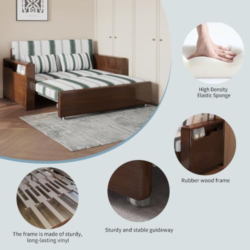 59"3-in-1Convertible Sleeper Sofa, Solid Wood Frame folding sofa - Image 6