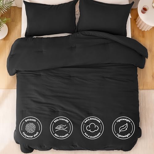 Love's cabin Black King Size Comforter Set, 3-Piece Prewashed Bed Set - Image 3