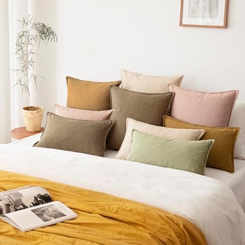 Foindtower Pack of 2, Decorative Linen Solid Throw Pillow Covers Soft Accent - Image 7
