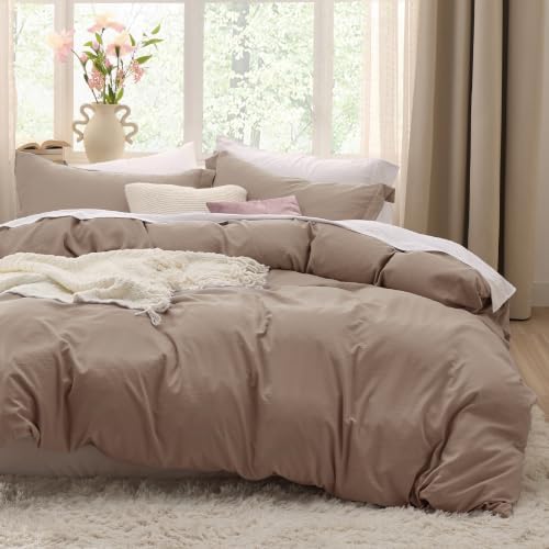 Bedsure Prewashed Oversized Queen Duvet Cover, Cotton-Like Soft Set by BEDSURE