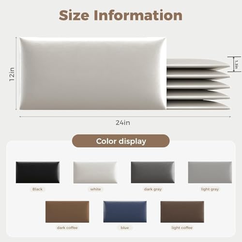 Wall-Mounted Upholstered Headboard Panels, 24x12 Inches, Light Grey Imitation - Image 2