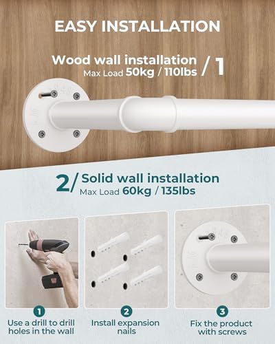 OROPY 38.4" Industrial Pipe Clothes Rack Wall Mounted, Heavy Duty, 2 Pack - Image 5