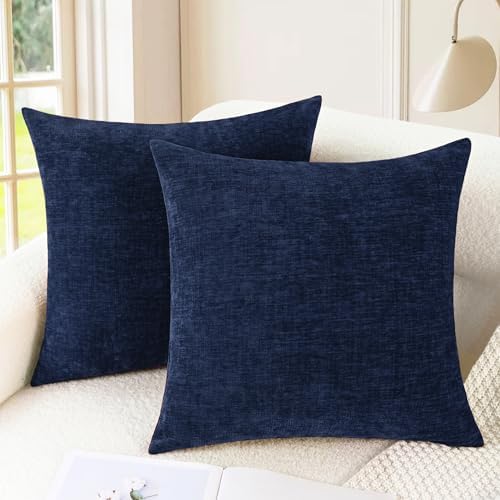 CaliTime Decorative Couch Throw Pillow Covers 22 X 22 Inches Navy Blue by CaliTime