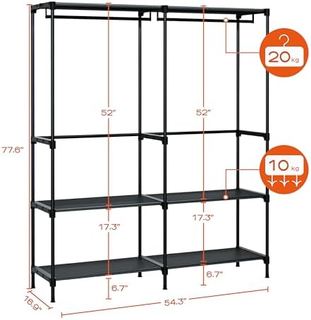 CASAMAYA Clothes Rack, Portable Closet, 54.3 Inch Large Capacity Wardrobe Closet - Image 3