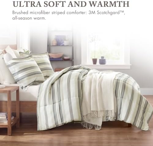 Madison Park Striped King/Cal King Comforter Set, 3 Piece Taupe Wesley - Image 5