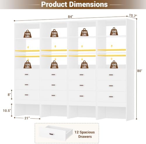 7FT Closet System with Leather Handles Set of 2 - Image 3