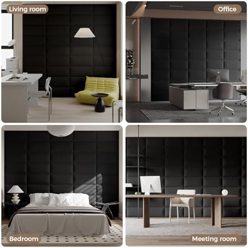 Compact Black Linen Wall-Mounted Headboard 24x12 Inch 9-Panel Kit - Image 4