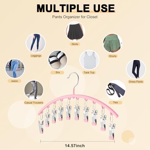 Legging Organizer for Closet, Metal Yoga Pants Hangers 4 Pack w/10 Clips Holds - Image 4